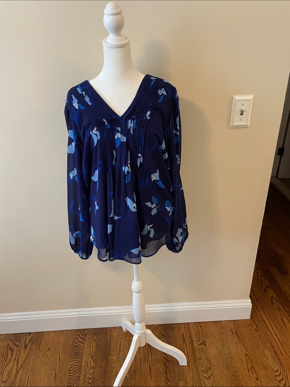Calvin Klein Navy Blue Floral V-Neck Tunic